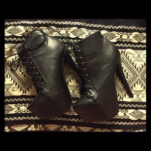 Charlotte Russe Black Lace Up Stiletto Bootie